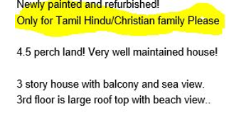 Examples of discrimination by Sinhalese against Tamils