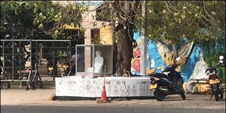 Buddha statue placed at private bus stand in Trinco.